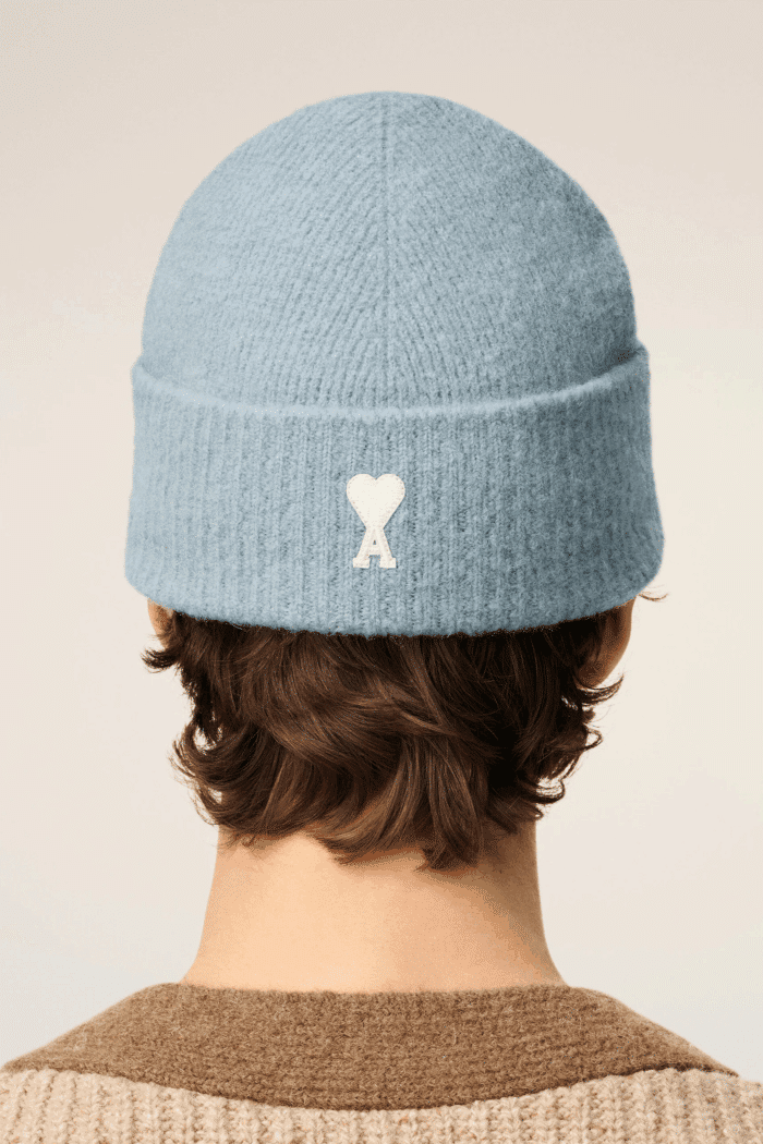 Bonnet Alpaga Ciel Cœur Écru