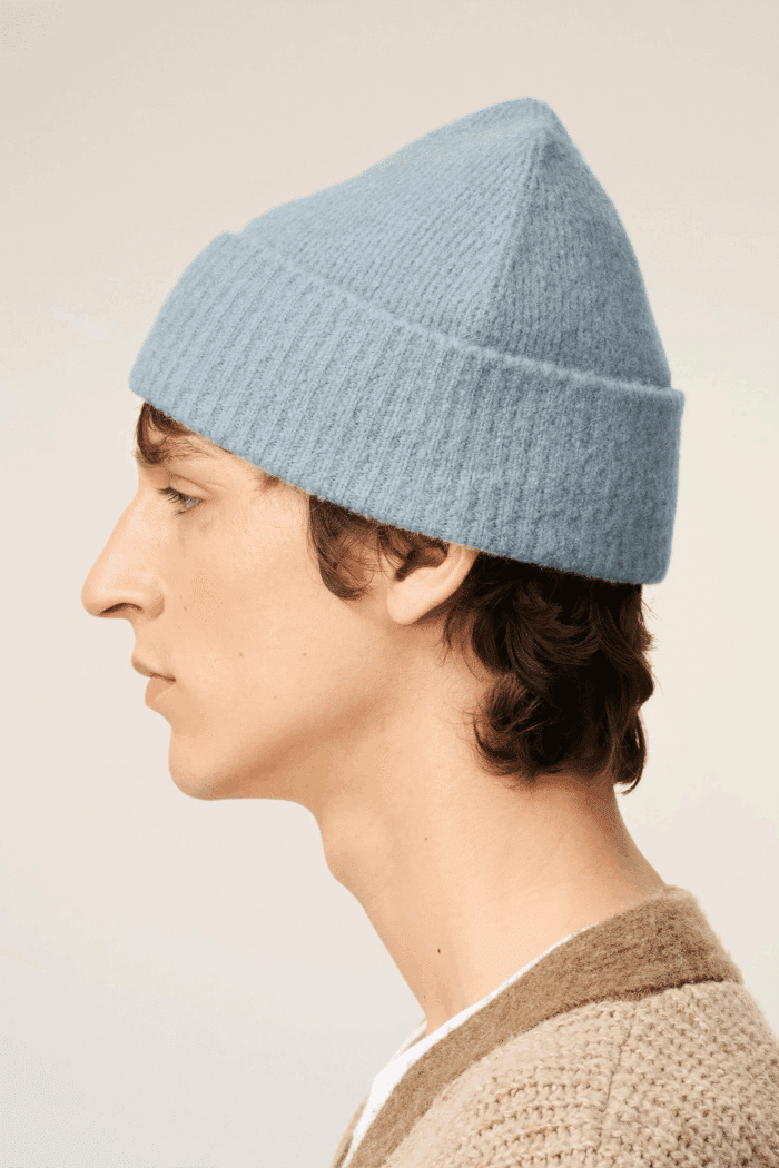 Bonnet Alpaga Ciel Cœur Écru