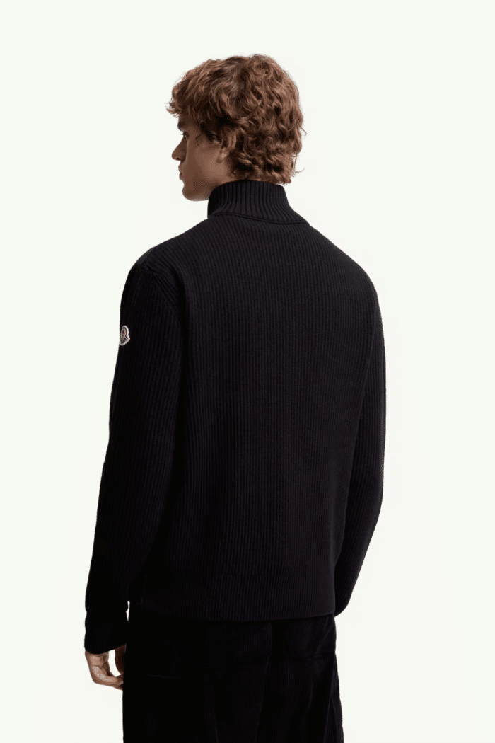 Cardigan Zippé Laine et Cachemire Noir