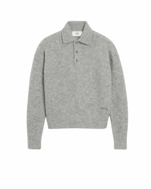 Pull Col Polo Alpaga Gris