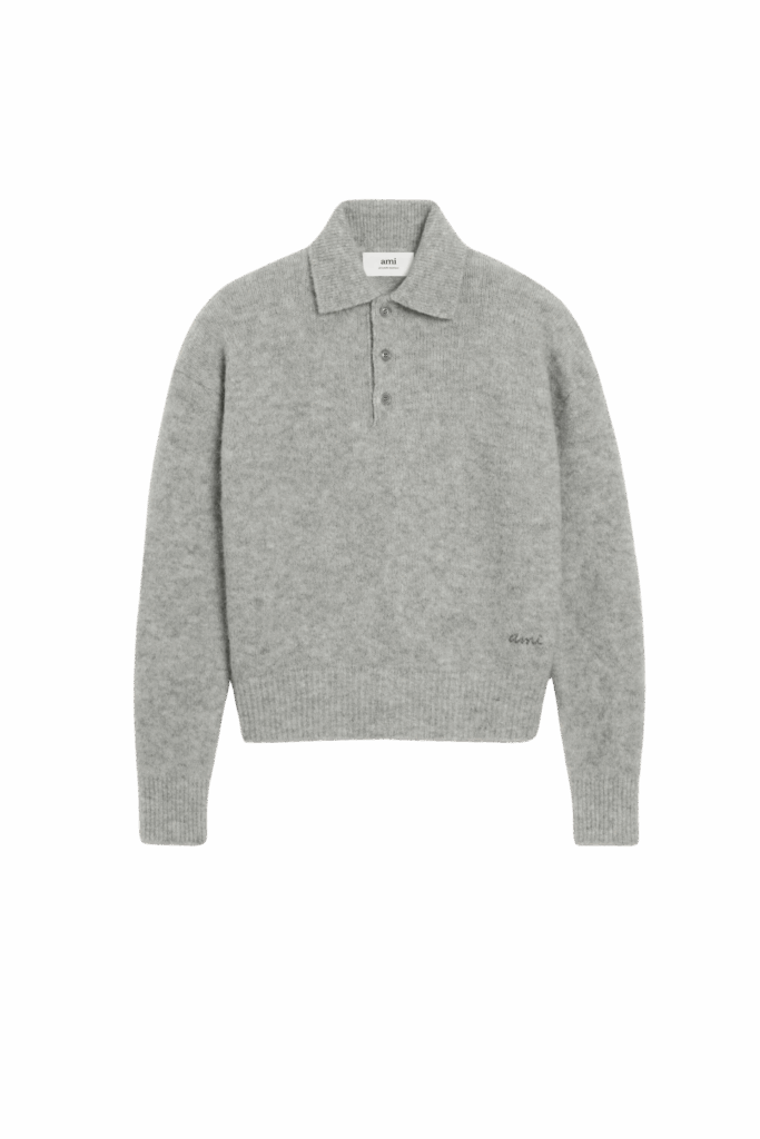 Pull Col Polo Alpaga Gris