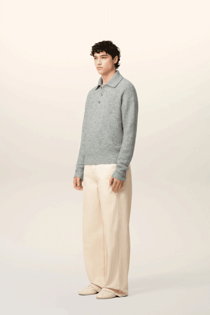 Pull Col Polo Alpaga Gris