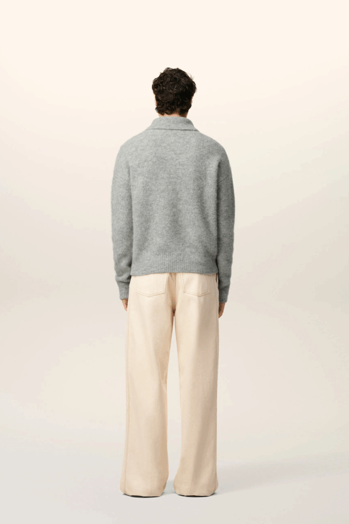 Pull Col Polo Alpaga Gris