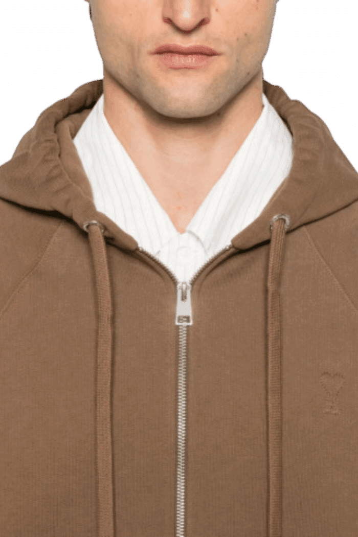 Hoodie Zippé Noisette Cœur Embossé – Image 3