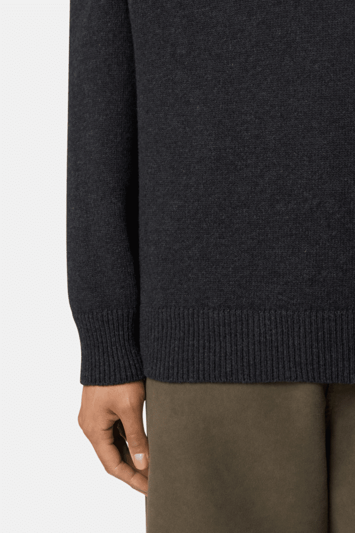 Pull Col Rond Laine Gris Charbon