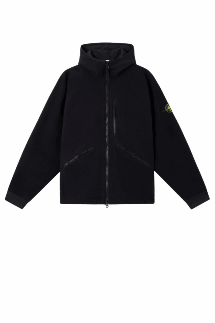 Veste à Capuche Laine Nylon Marine