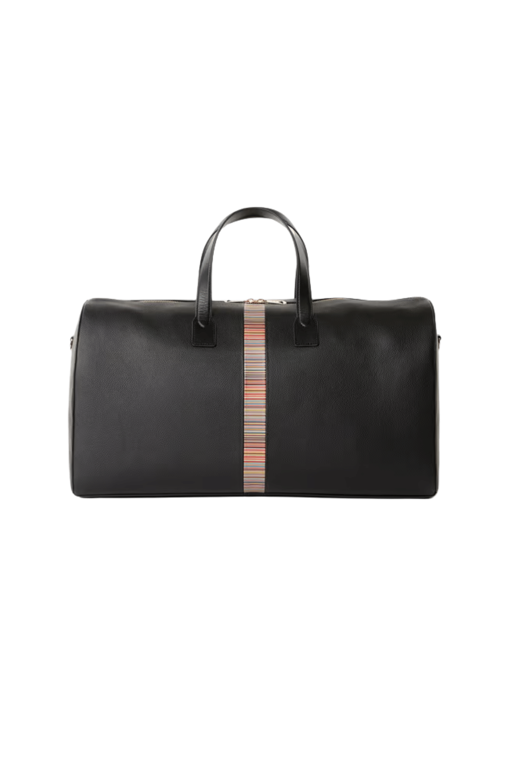 Sac Week-End Cuir Noir Stripes