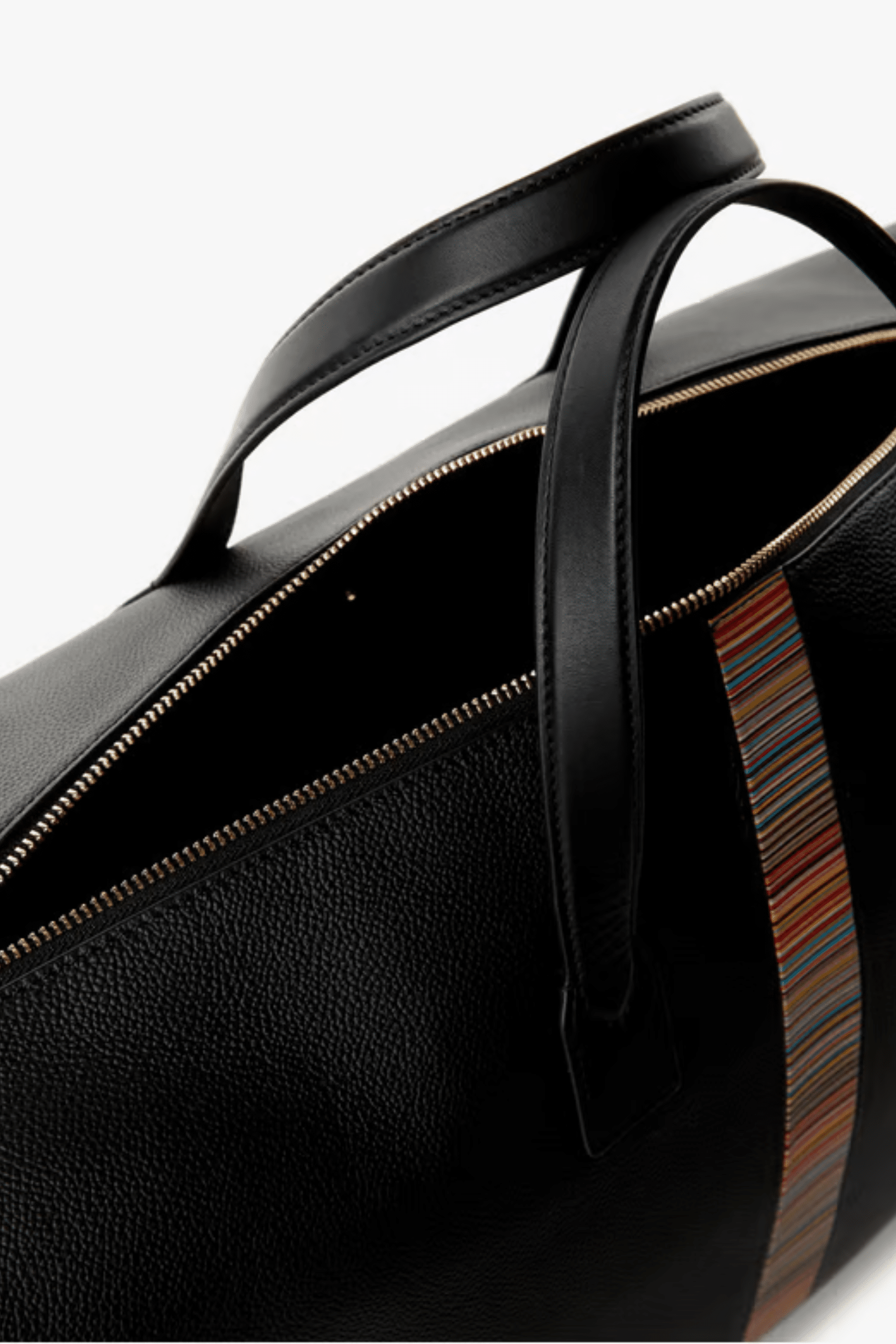 Sac Week-End Cuir Noir Stripes
