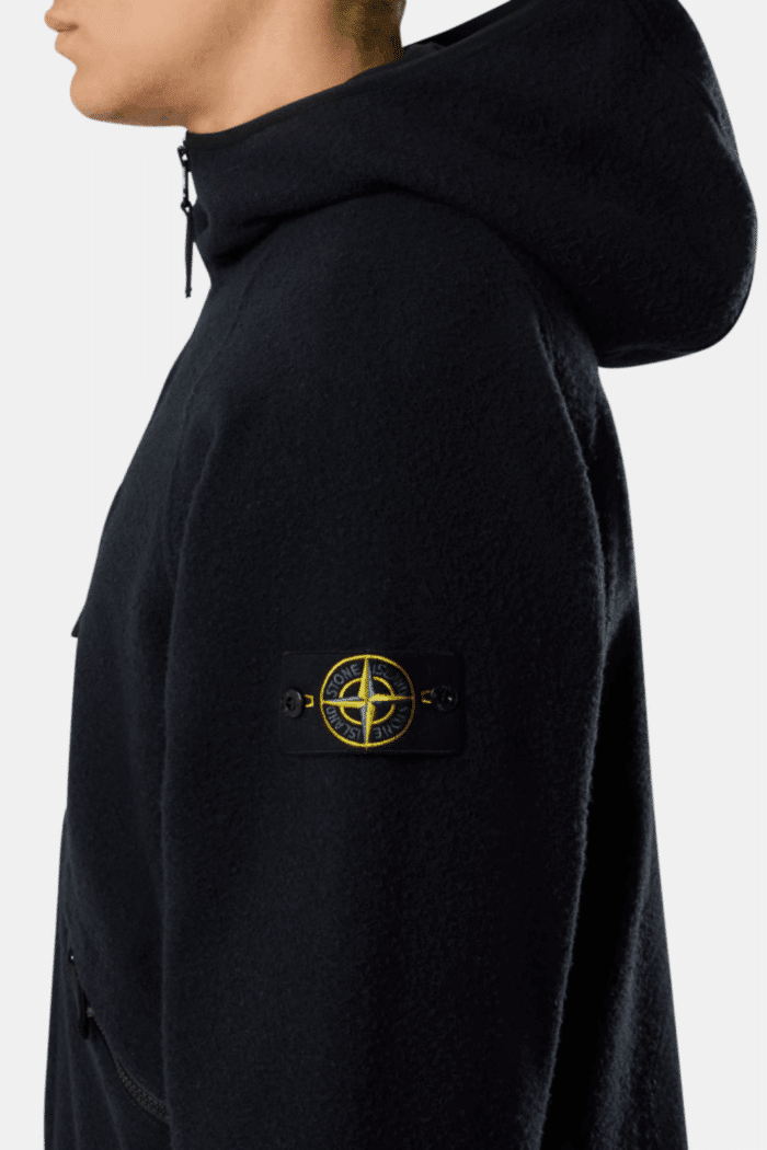 Veste à Capuche Laine Nylon Marine