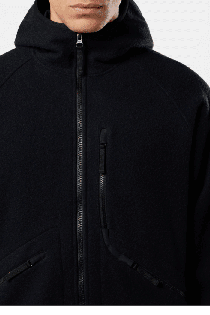 Veste à Capuche Laine Nylon Marine