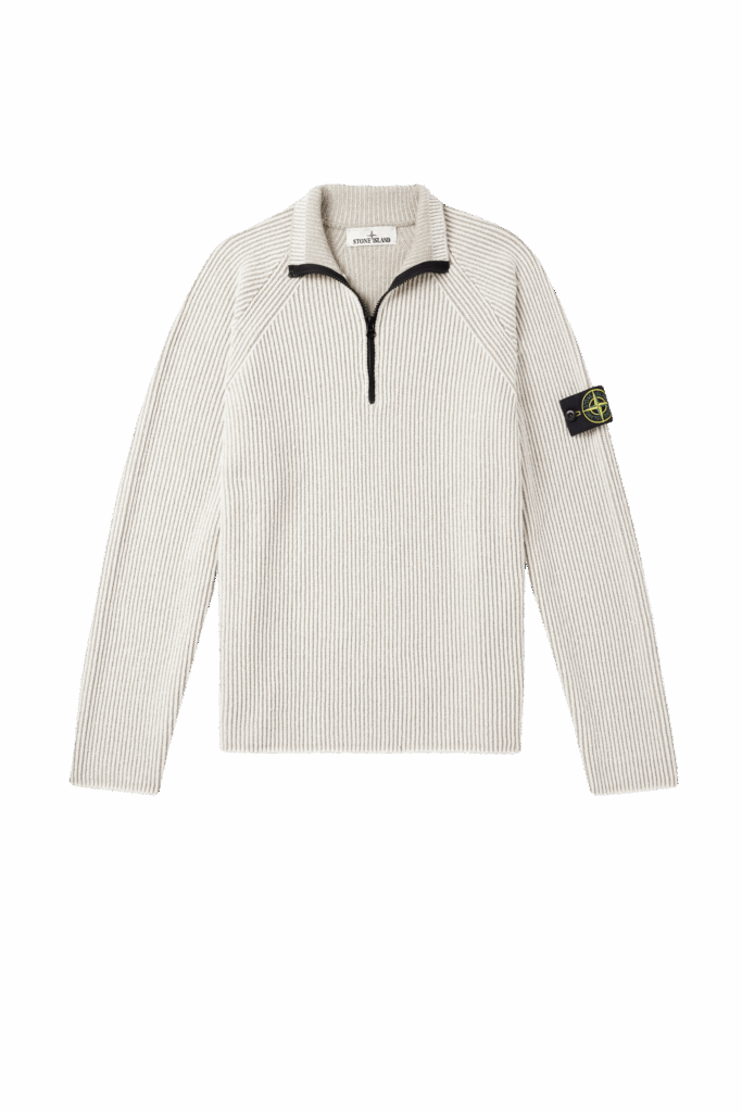 Pull Col Zippé Laine Ivoire