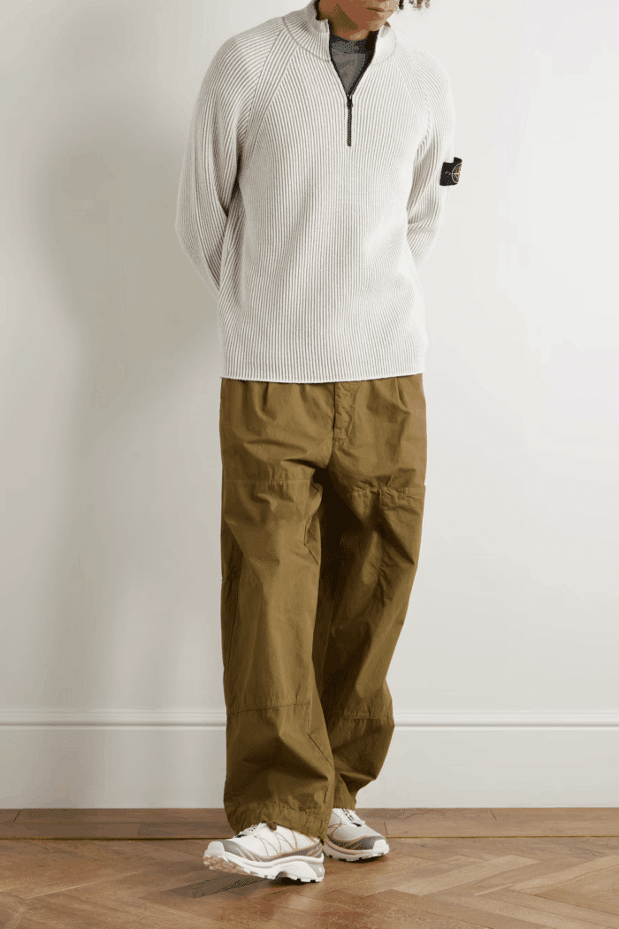 Pull Col Zippé Laine Ivoire