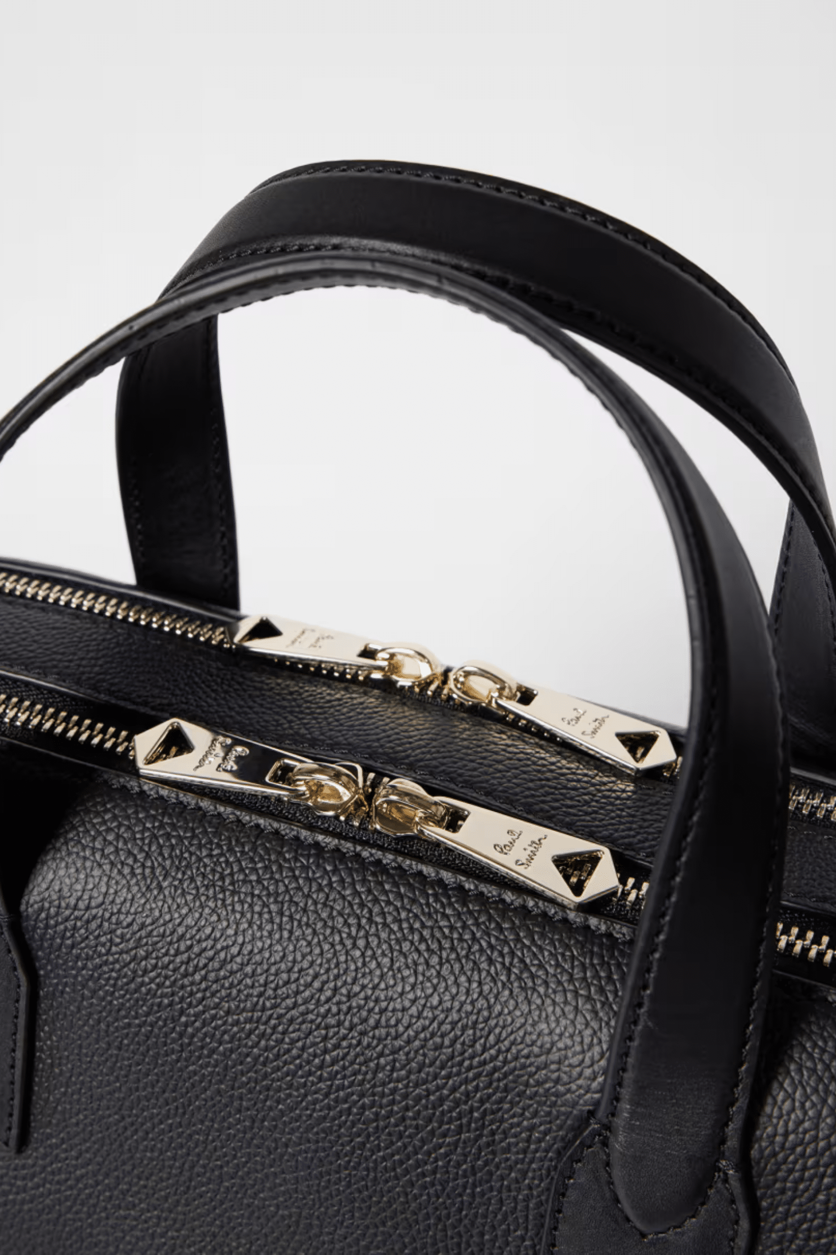 Pochette Double Zip Cuir Noir Stripes