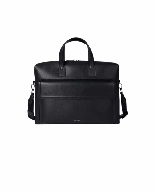 Sac Cartable Zippé Cuir Noir