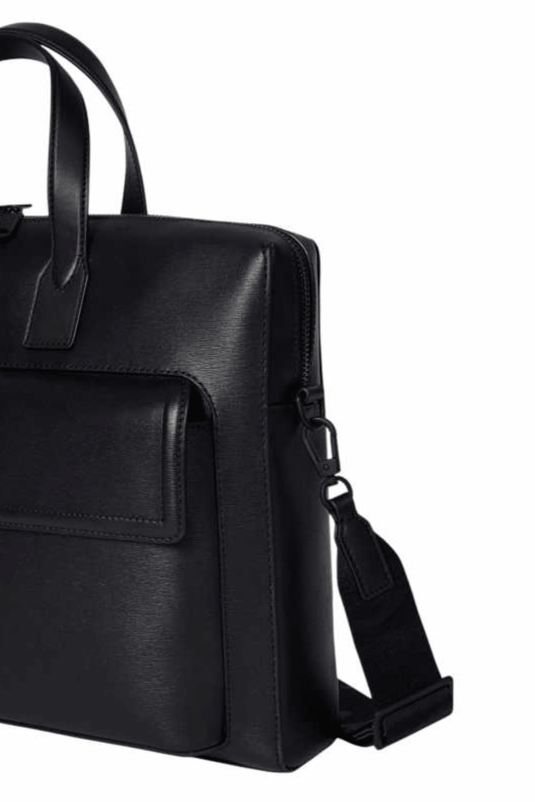 Sac Cartable Zippé Cuir Noir