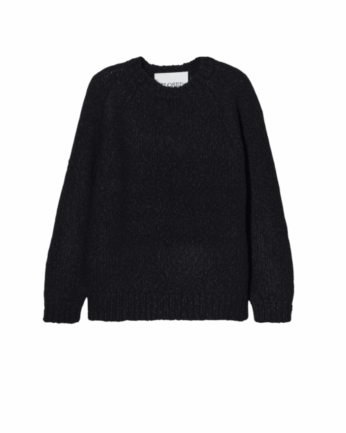 Pull Raglan Laine et Nylon Noir