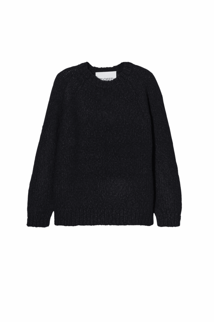 Pull Raglan Laine et Nylon Noir