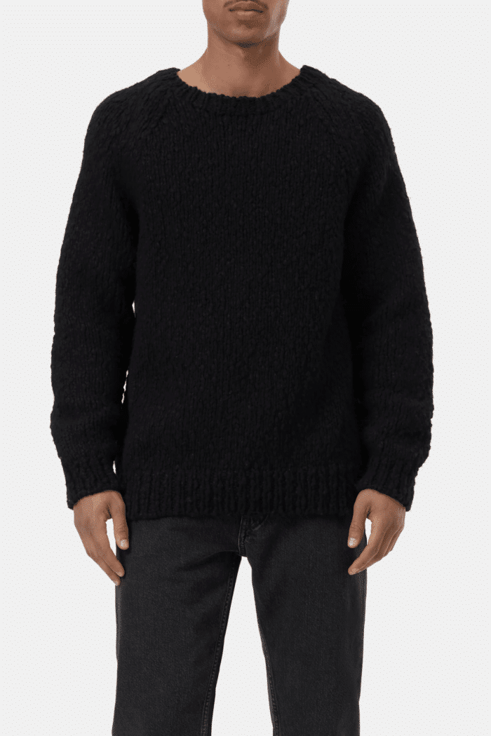 Pull Raglan Laine et Nylon Noir