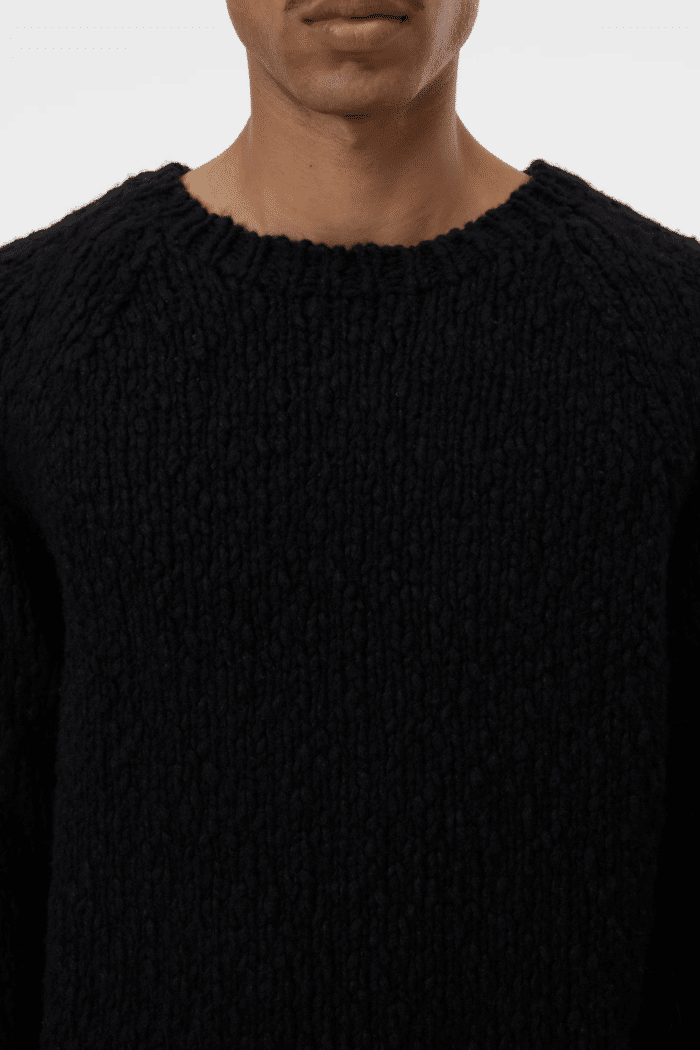 Pull Raglan Laine et Nylon Noir
