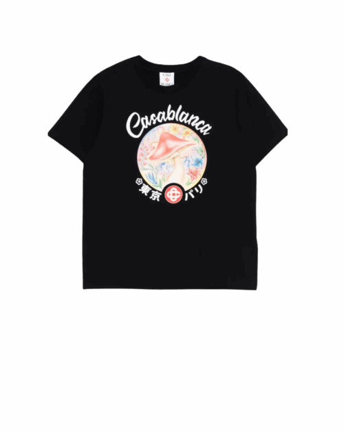 Tee-Shirt Emblème Champignon Coton Noir