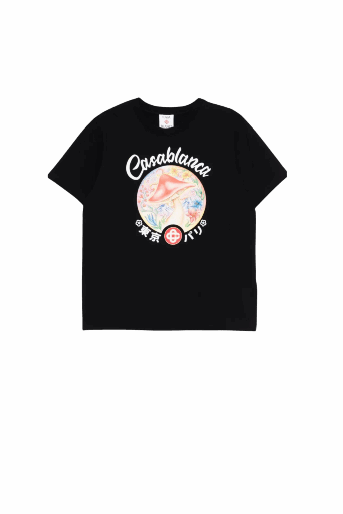 Tee-Shirt Emblème Champignon Coton Noir