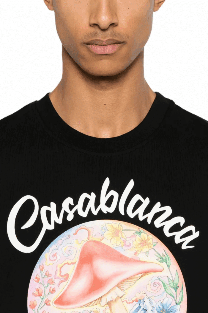 Tee-Shirt Emblème Champignon Coton Noir