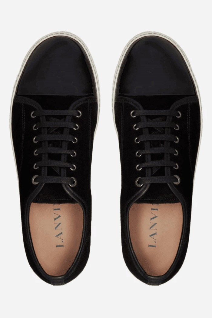 Sneakers DDB1 Daim et Cuir Verni Noir