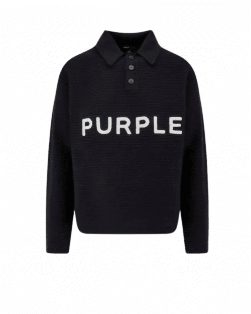 Sweat Laine Noire Logo Blanc