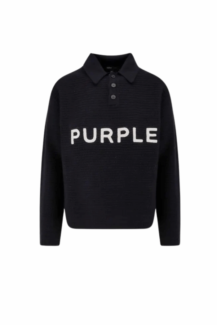 Sweat Laine Noire Logo Blanc