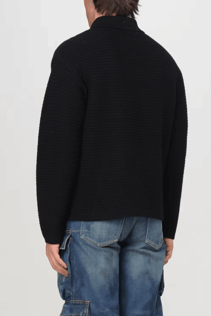 Sweat Laine Noire Logo Blanc