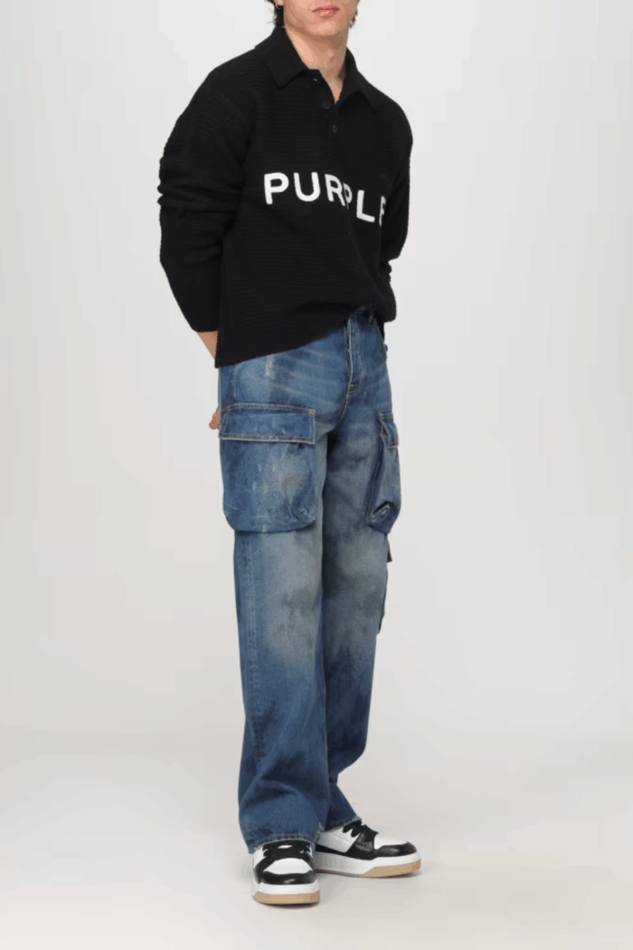 Sweat Laine Noire Logo Blanc