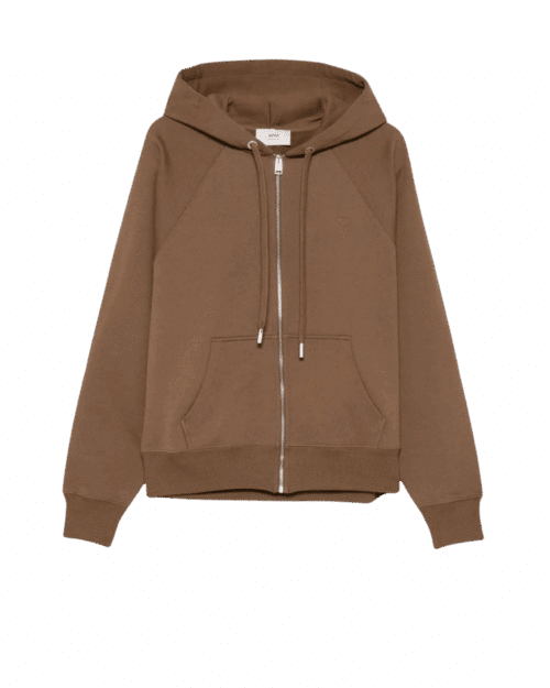 Hoodie Zippé Noisette Cœur Embossé