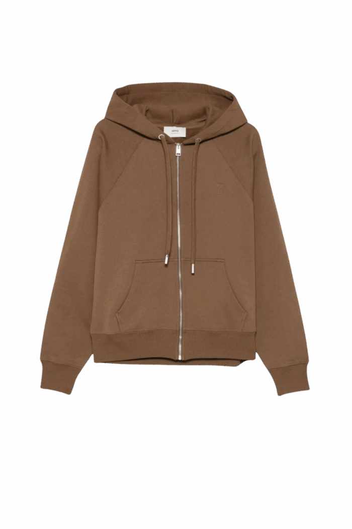 Hoodie Zippé Noisette Cœur Embossé