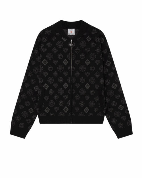Bomber Jacquard Monogrammé Noir