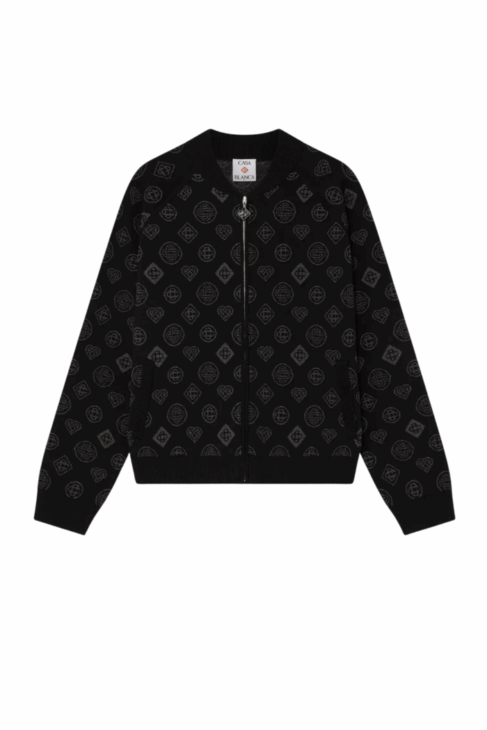 Bomber Jacquard Monogrammé Noir