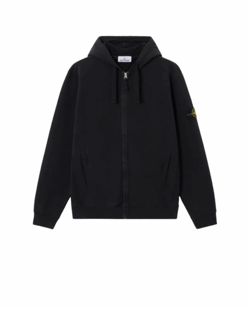 Hoodie Zippé Coton Gratté Noir