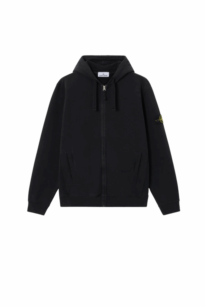 Hoodie Zippé Coton Gratté Noir