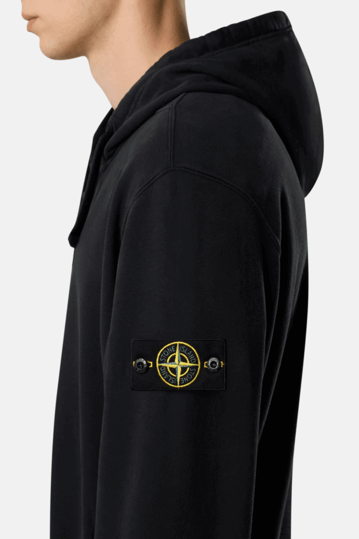 Hoodie Zippé Coton Gratté Noir