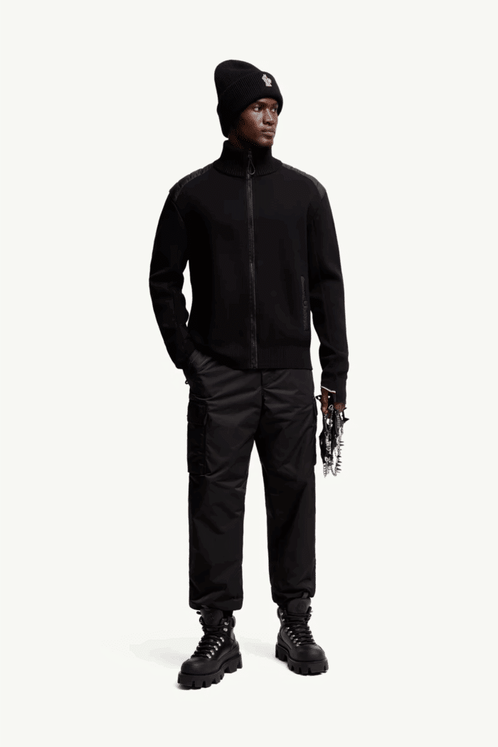 Cardigan Matelassé Laine Noir Grenoble