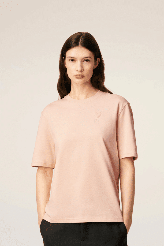 Tee-Shirt Poudre Cœur Embossé Ton sur Ton