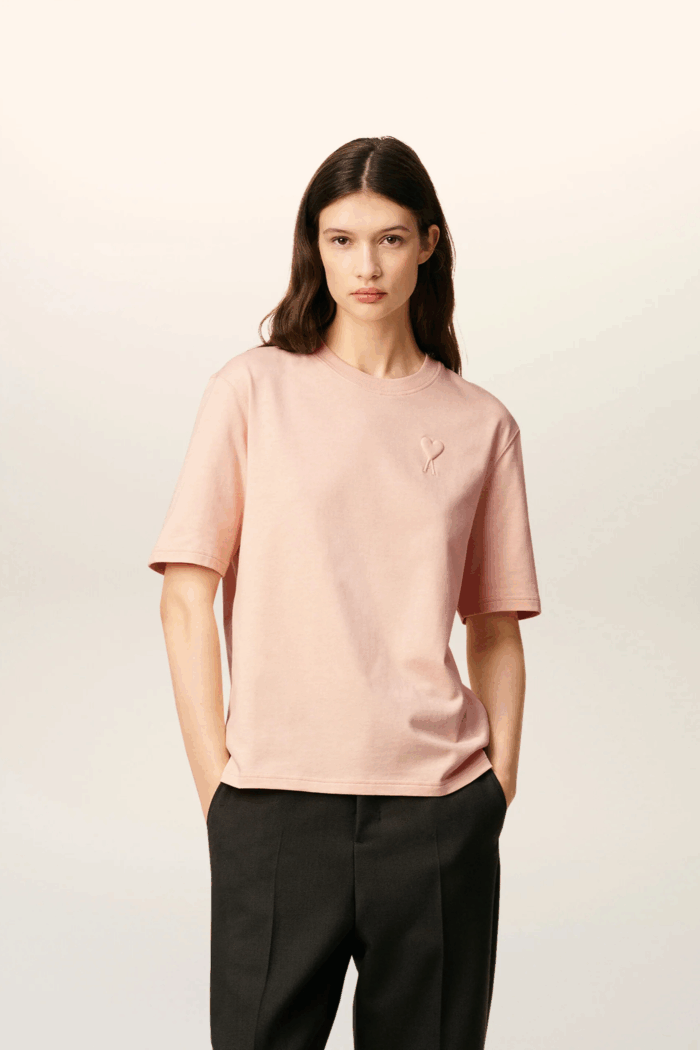 Tee-Shirt Poudre Cœur Embossé Ton sur Ton