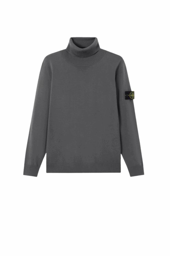 Pull Col Roulé Laine Gris Plomb