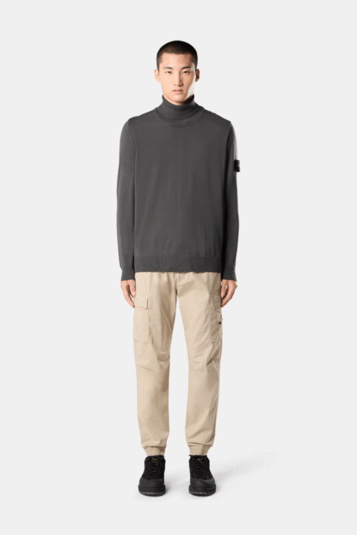 Pull Col Roulé Laine Gris Plomb