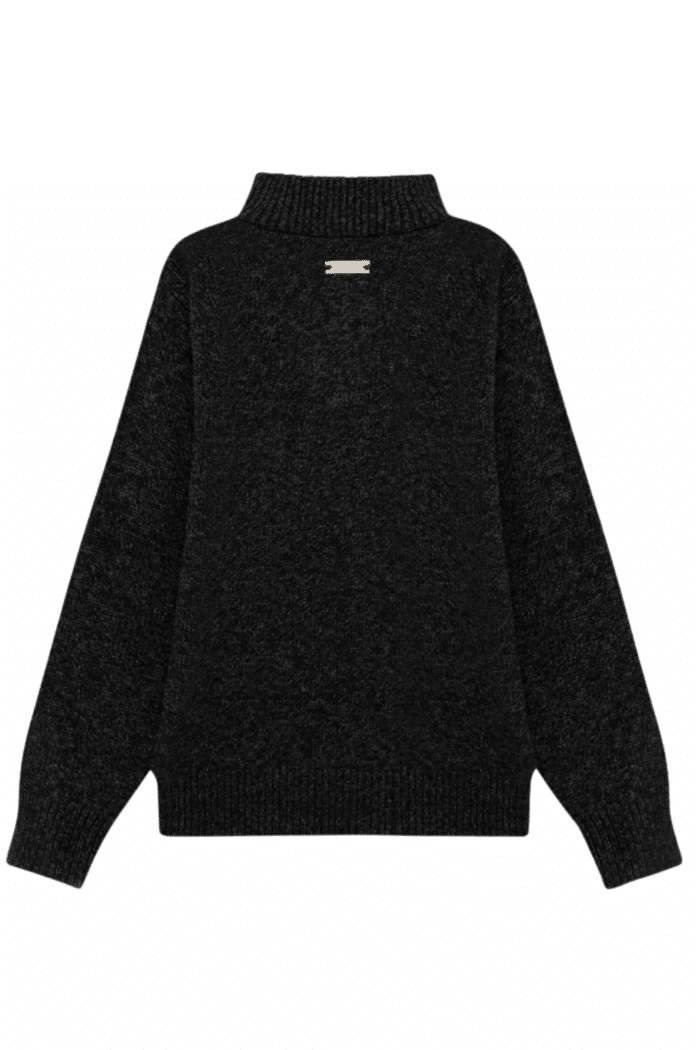 Pull Col Zippé Laine Noir