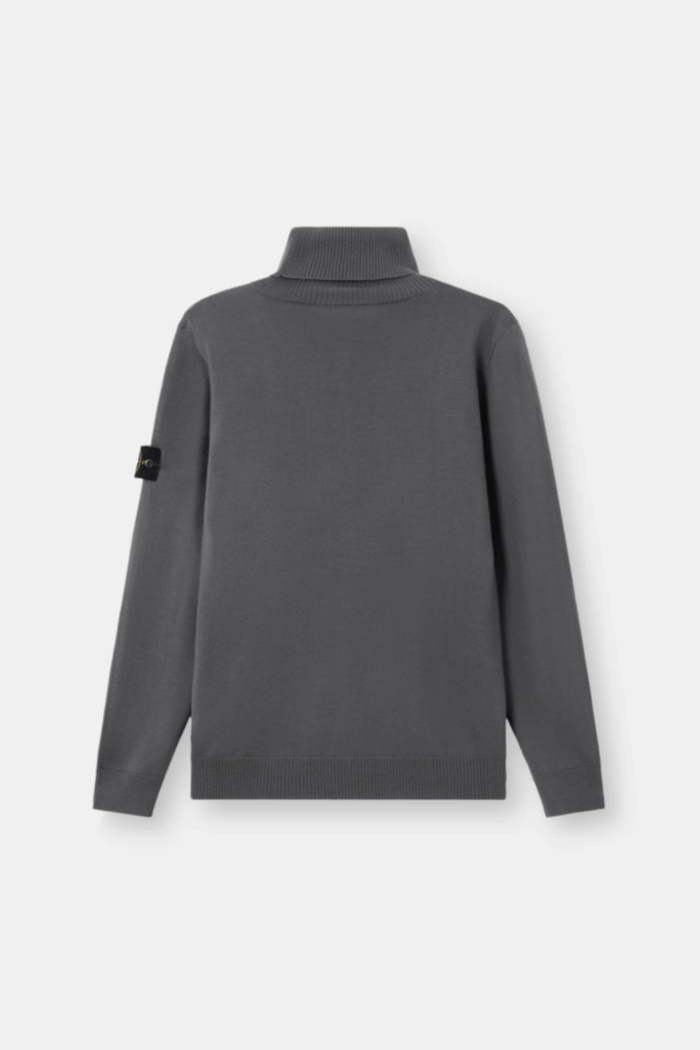 Pull Col Roulé Laine Gris Plomb
