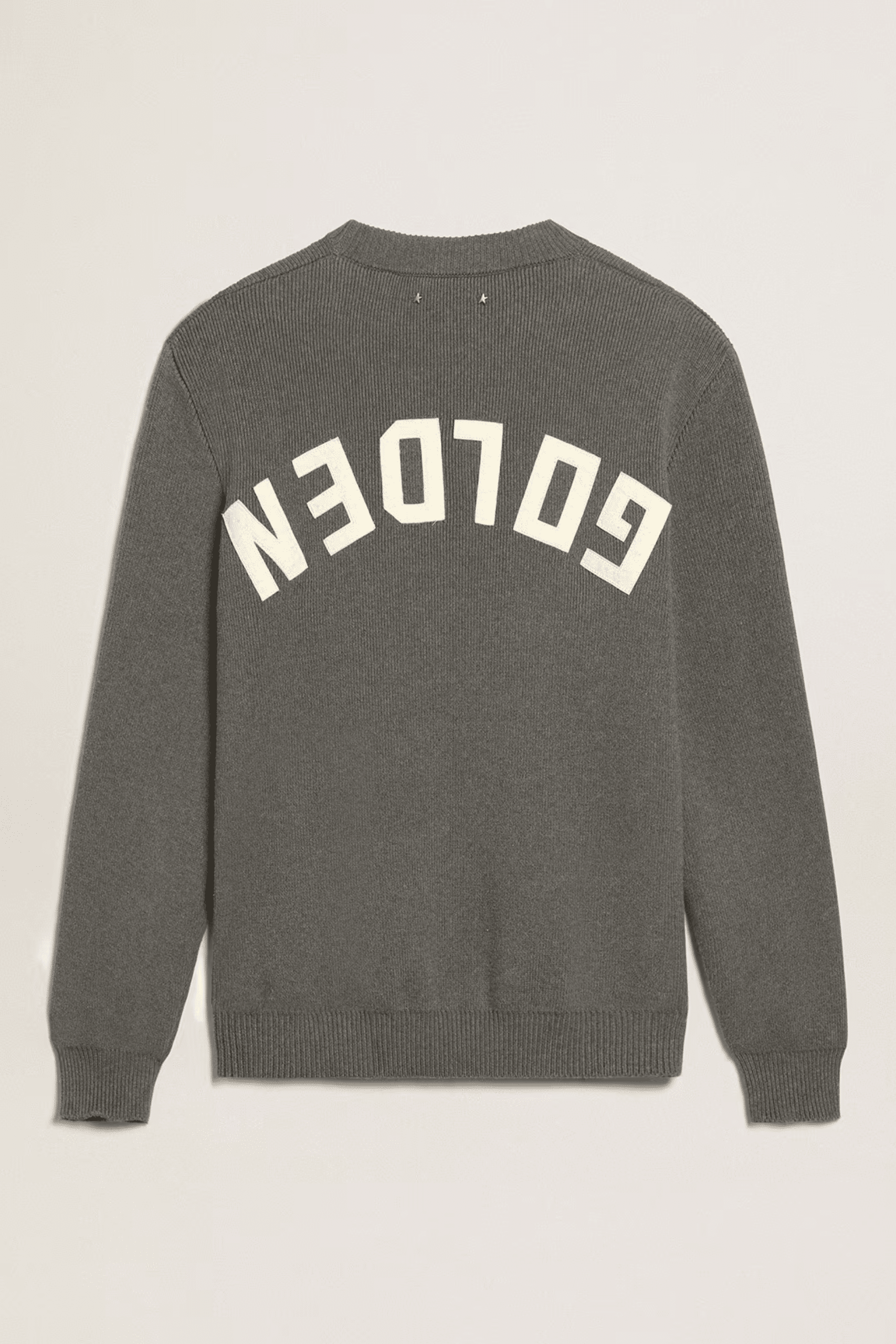 Pull Coton Gris Chiné Dos Logoté