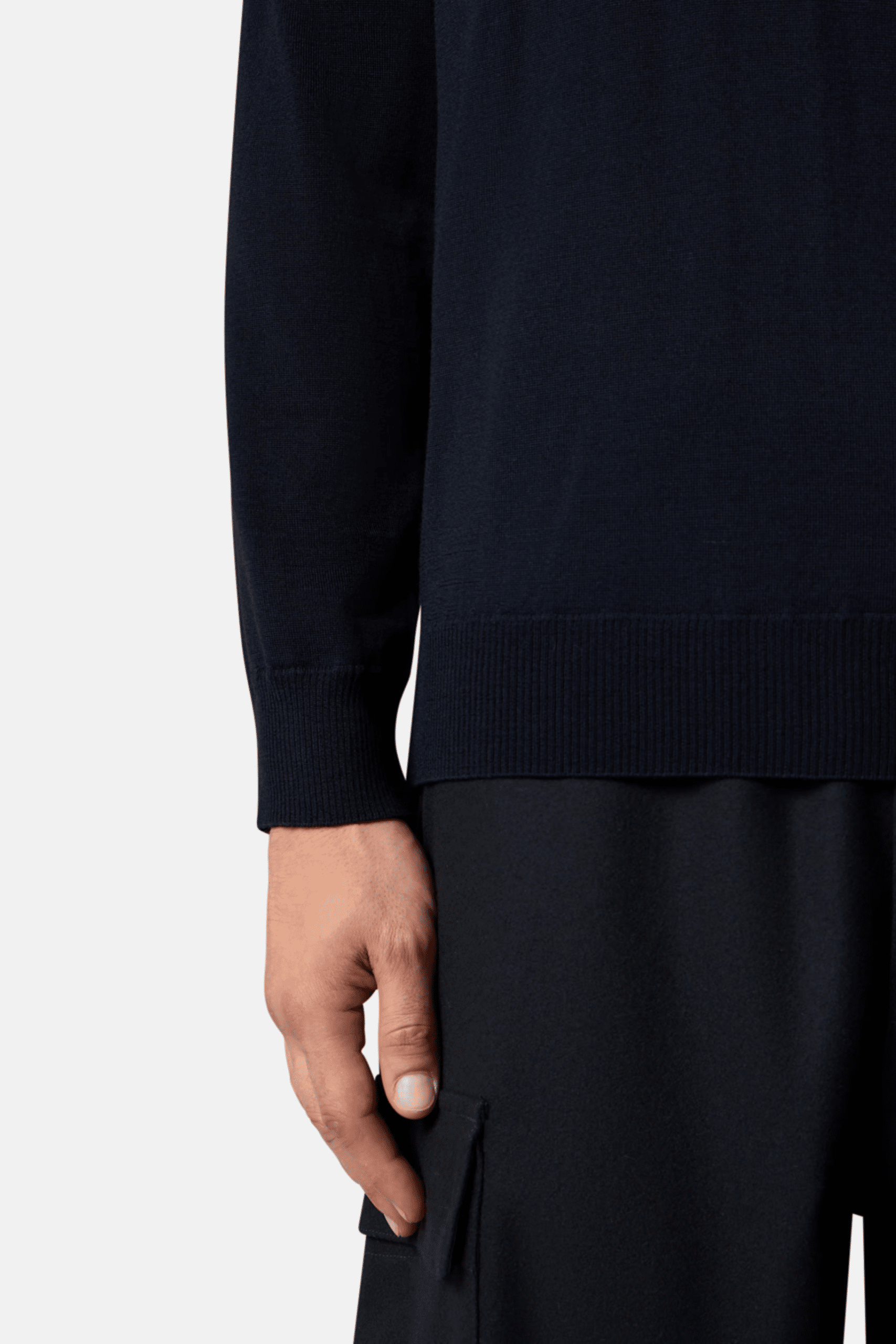 Pull Ghost Col Rond Laine Marine