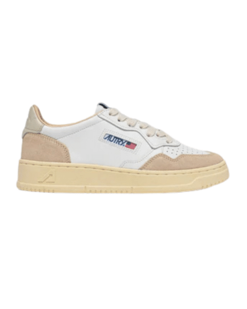 Sneakers Medalist Cuir Blanc Daim Beige