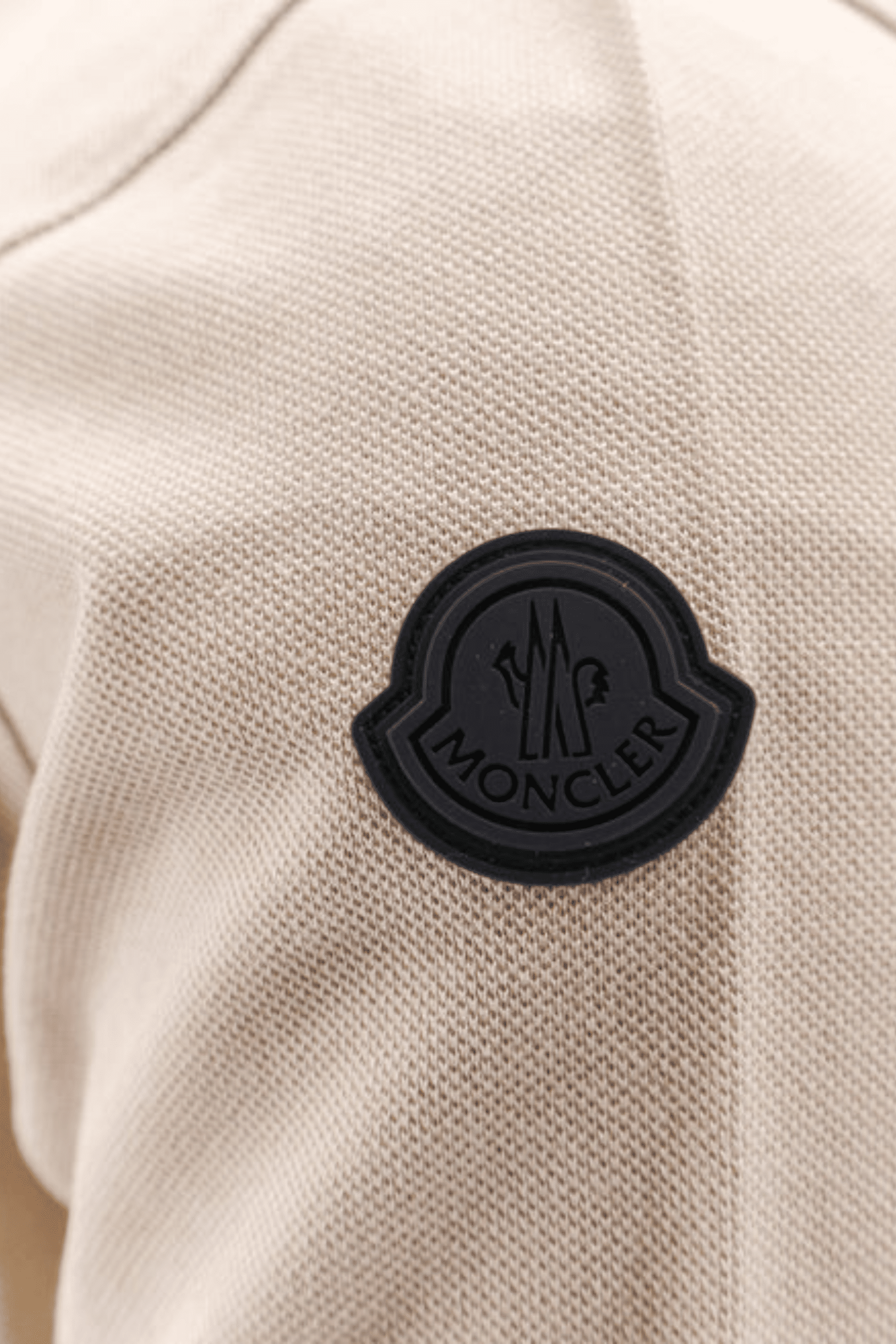 Polo en Coton Beige Logo Imprimé