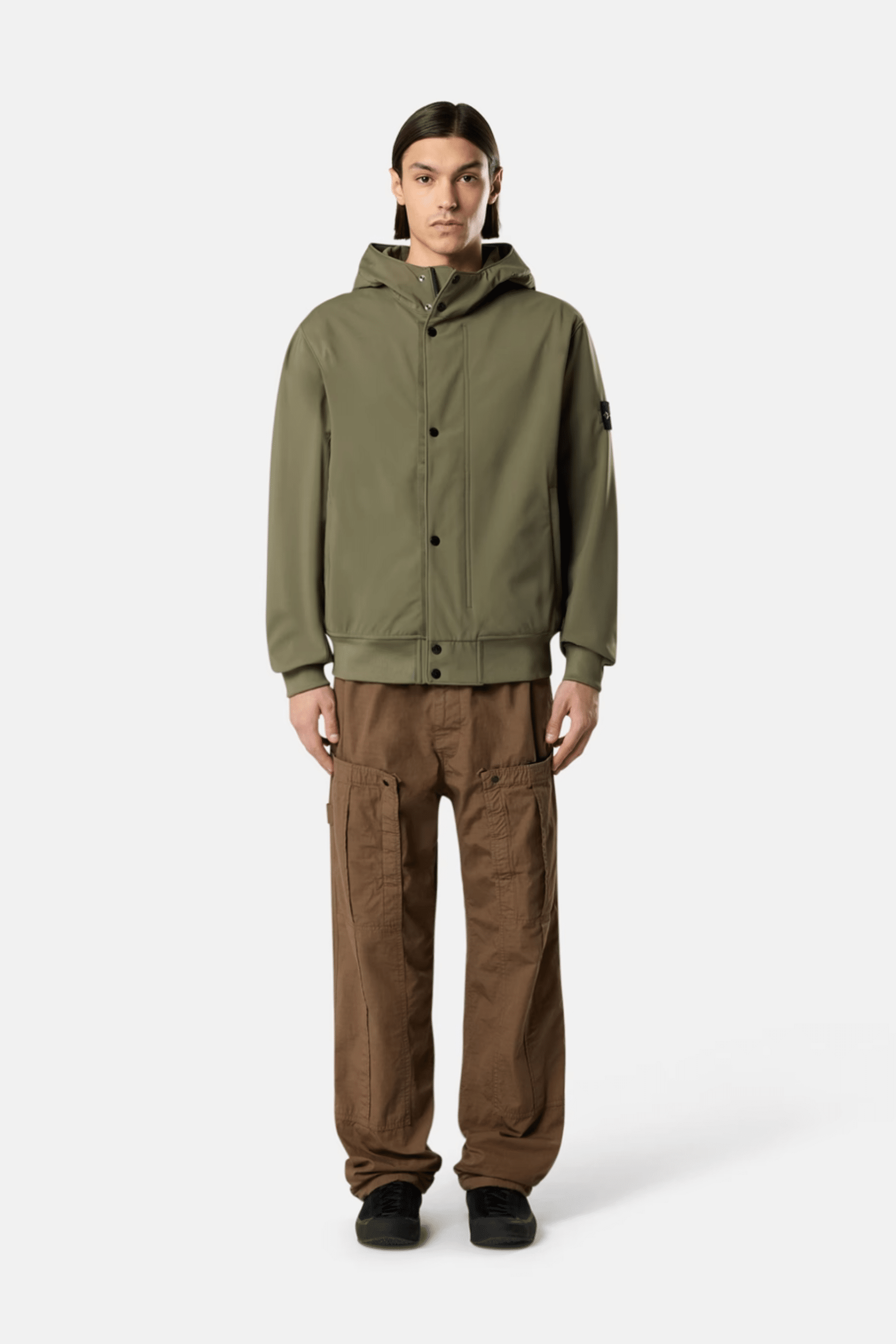 Blouson Capuche Polyester Kaki